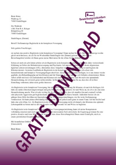 Bewerbung als Betreuungskraft in der Behindertenhilfe und Psychiatrie
